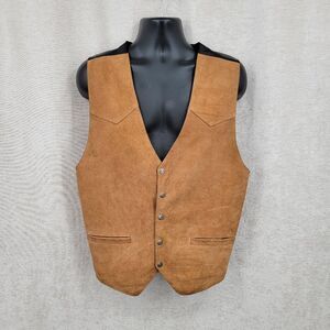 Thumbs Up Vintage Tan Suede and Satin Vest Waistcoat Men's Large Western